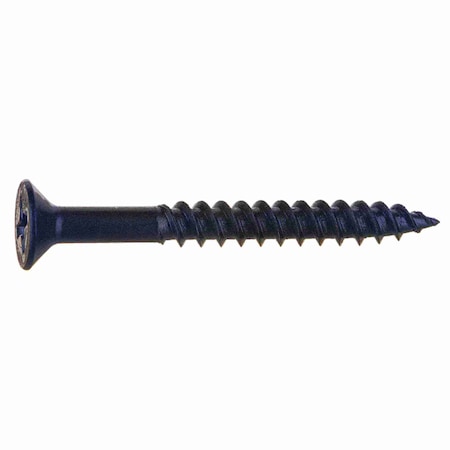 Wood Screw, #8, 1-1/2 In, Black Phosphate Steel Flat Head Phillips Drive, 100 PK